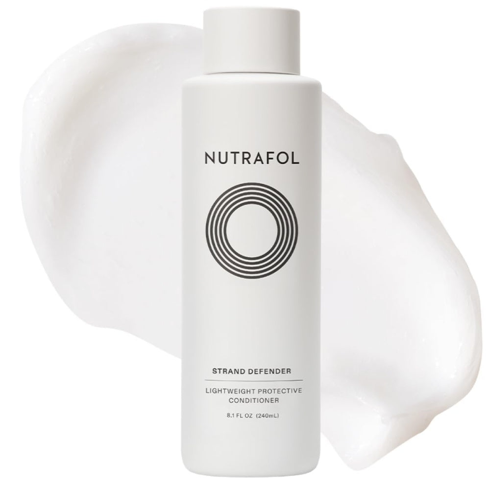 Nutrafol Strand Defender Lightweight Protective Conditioner for hair care.