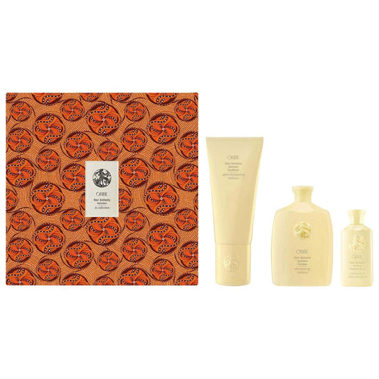 Oribe Hair Alchemy Collection Limited Edition $139 value set for strengthening, nourishing, and protecting fragile hair