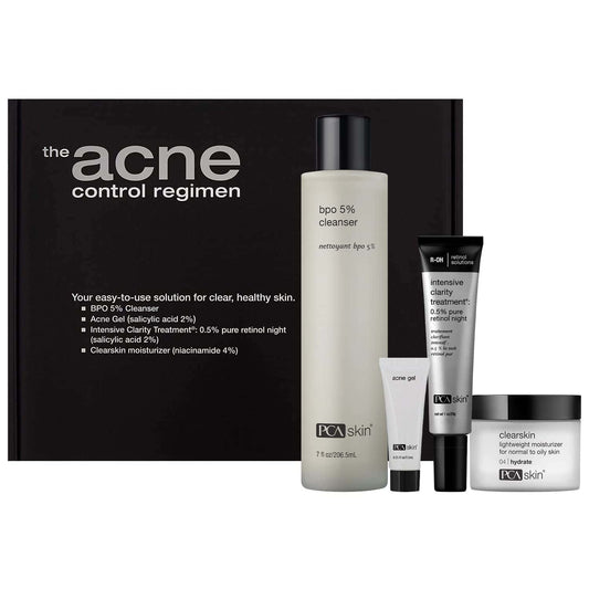 PCA Skin Acne Control Regimen Trial Set with BPO 5 Acne Gel, Cleanser, and Intensive Clarity Treatment for clear, acne-prone skin