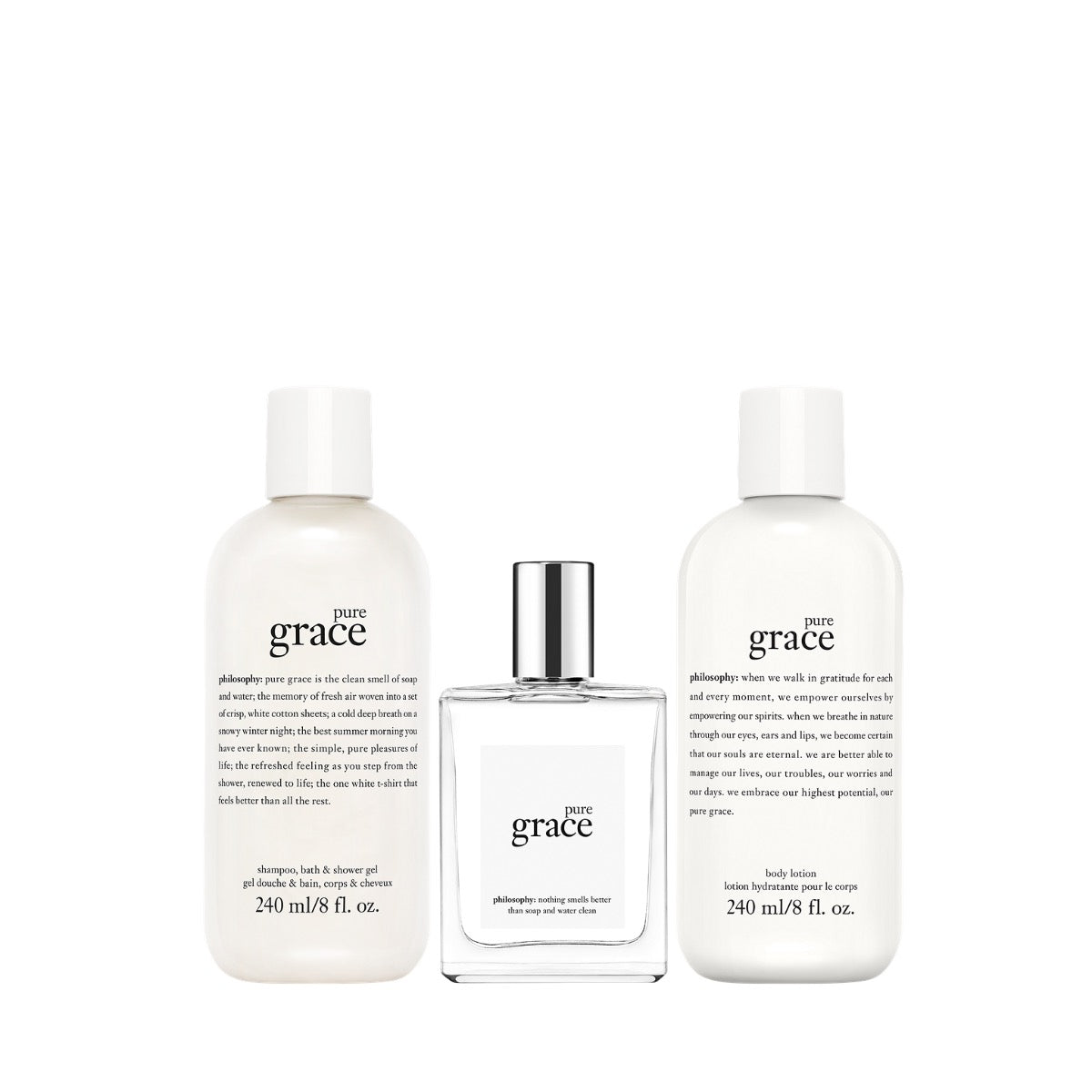 Philosophy Pure Grace EDT Gift Set Trio – Limited Edition fragrance set for a fresh, clean scent experience.