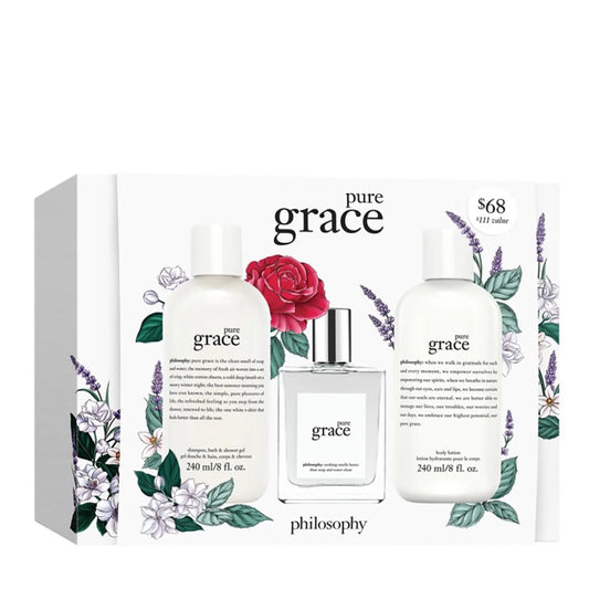 Philosophy Pure Grace EDT Gift Set Trio – clean and fresh fragrance gift set with three elegant bottles, perfect for daily wear or gifting.