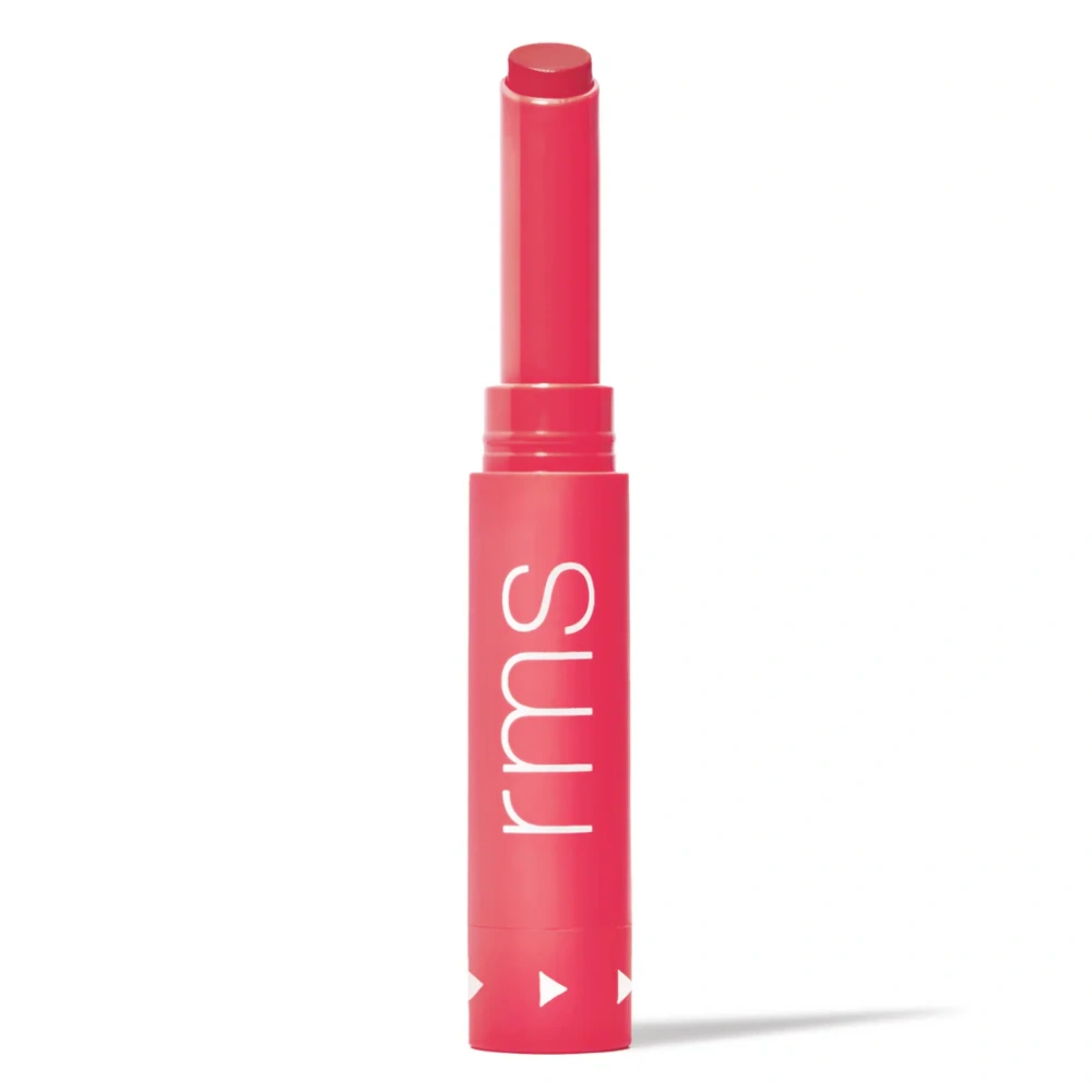 RMS Beauty Legendary Serum Lipstick in Linda shade – warm coral pink with smooth, creamy texture