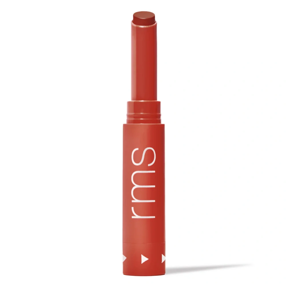 RMS Beauty Legendary Serum Lipstick in Mickey shade – vibrant warm coral with creamy, moisturizing finish