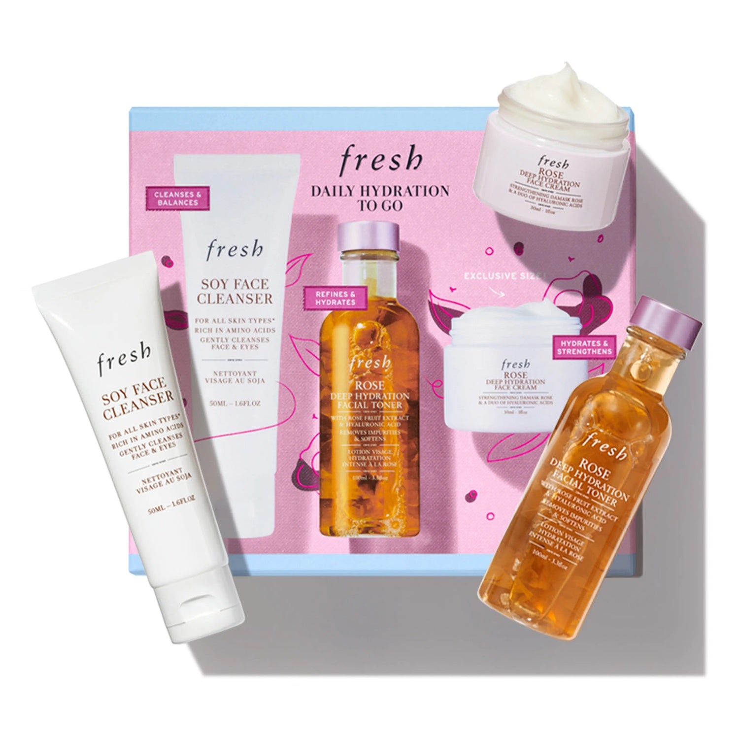 Fresh Skincare Daily Hydration To Go Set for lightweight, travel-friendly skin hydration.