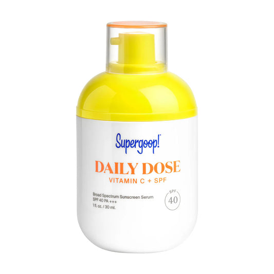 Supergoop Daily Dose Vitamin C SPF 40 1 OZ bottle with orange cap and label.
