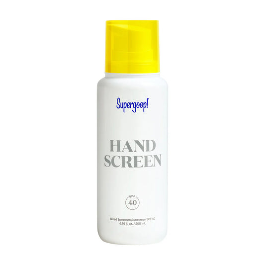 Supergoop Handscreen SPF 40 6.76 OZ tube with orange and white packaging.








