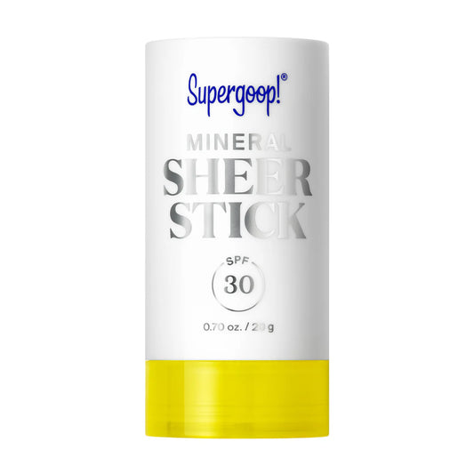 Supergoop Mineral Sheer Stick SPF 30 0.7 OZ mineral sunscreen stick for easy sun protection.