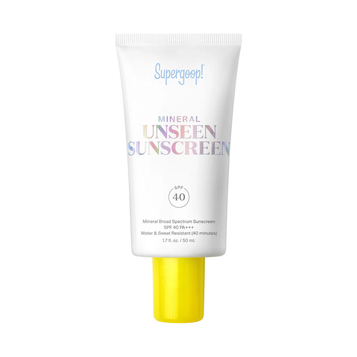 Supergoop mineral unseen sunscreen SPF 40 1.7 oz for lightweight sun protection at Nava Beauty Store.