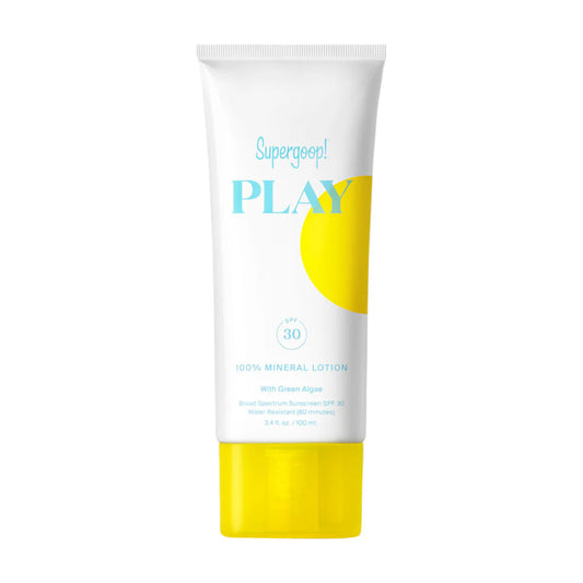Supergoop Play 100% Mineral Lotion with Green Algae SPF 30 3.4 oz – Mineral sunscreen for daily sun protection and skin nourishment
