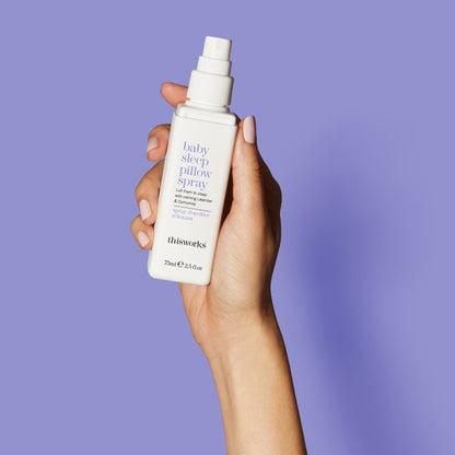 This Works Baby Sleep Pillow Spray 2.5oz bottle – calming bedtime mist for babies.







