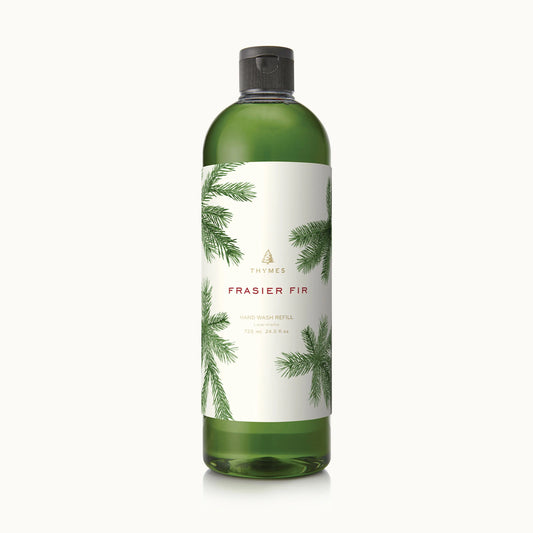 Thymes Frasier Fir Heritage Hand Wash Refill 24.5 fl oz with festive pine and cedar scent, perfect for refreshing your home’s hand care collection